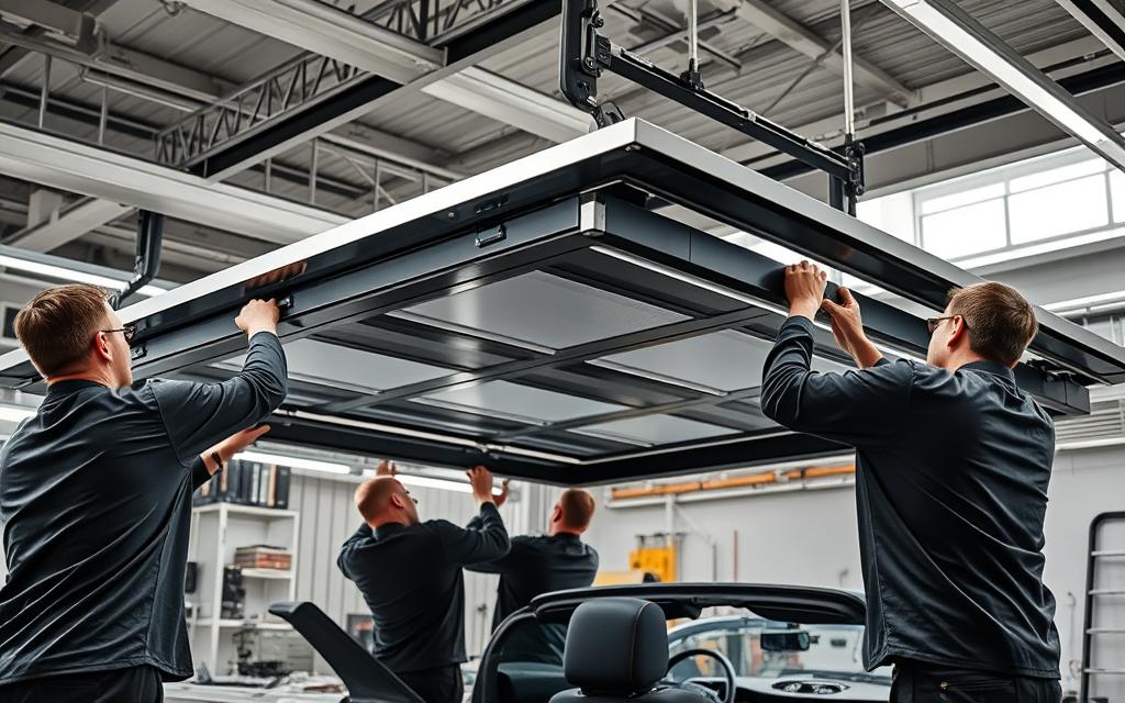 Proces montażu rozsuwanego dachu